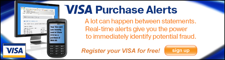 Protect your VISA with real-time purchase alerts